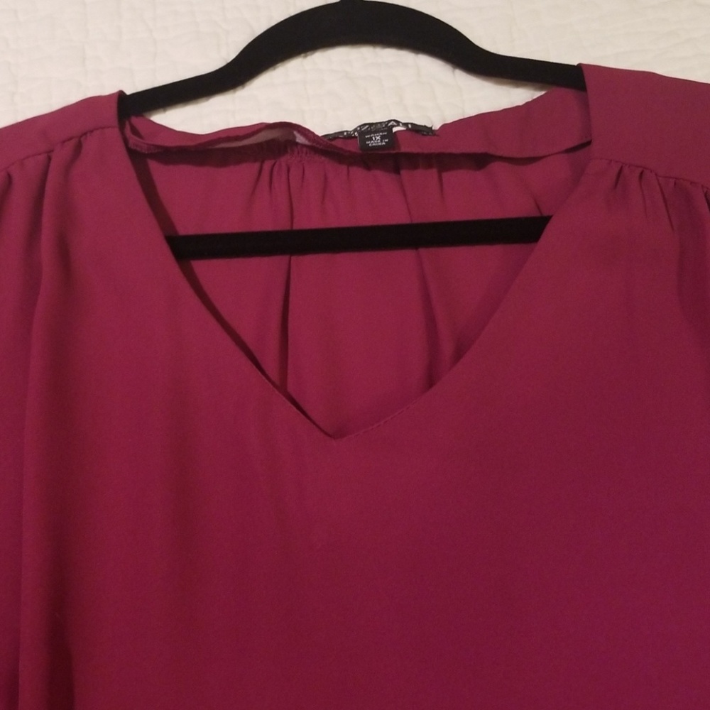 Dark mauve bell sleeve Roz & Ali top - Picture 7 of 7